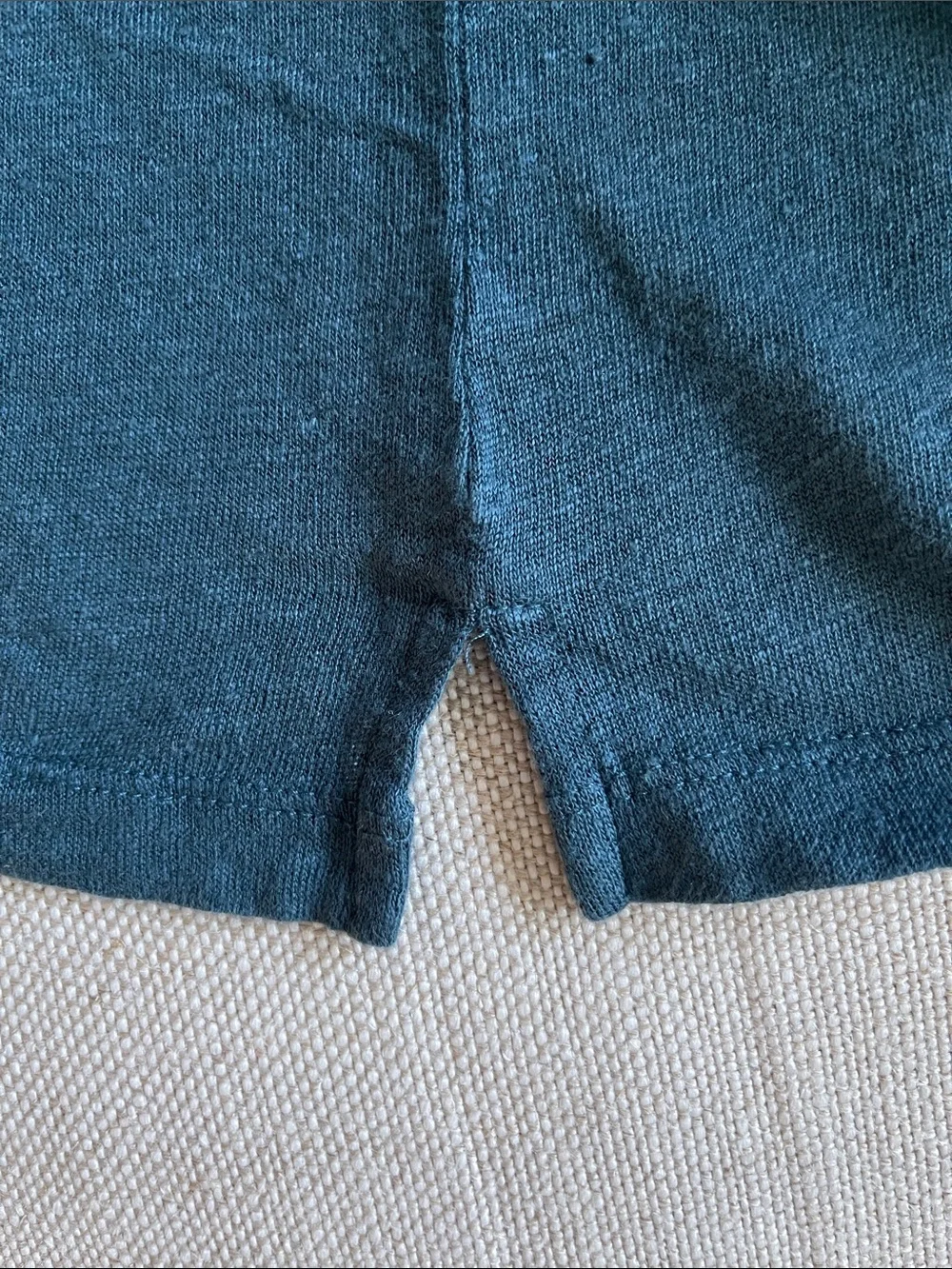 Alex Crane LINEN Knit Ola Button-Down Shirt in Teal Green XL